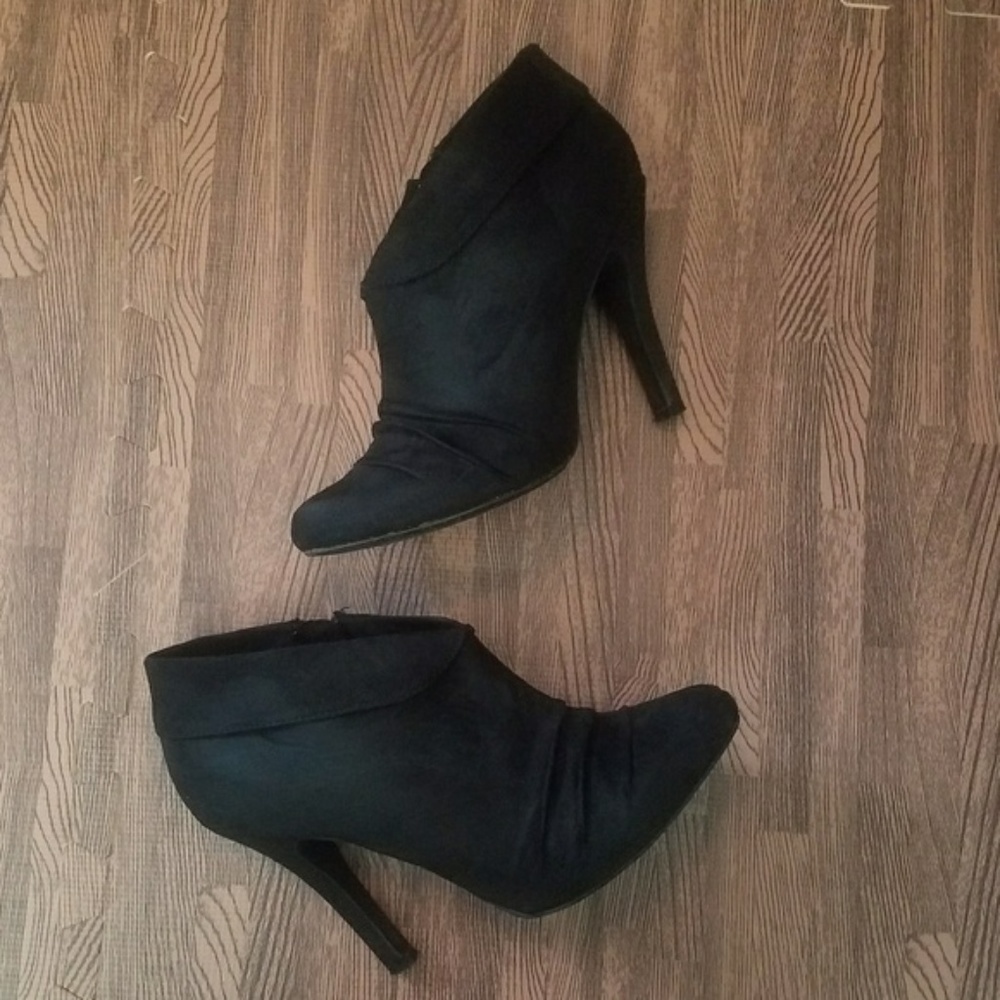 Faux Suede Stiletto Heel Ankle Booties
